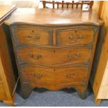 LATE 19TH / EARLY 20TH CENTURY MAHOGANY CHEST WITH SHAPED FRONT OVER 2 SHORT OVER 2 LONG DRAWERS