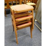 3 MAHOGANY FRAMED STOOLS