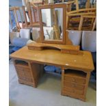 KNEEHOLE DESK WITH 6 DRAWERS LENGTH 156CM AND DRESSING TABLE MIRROR 2 DRAWERS