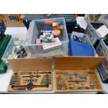 TOOL BOX WITH VARIOUS TOOLS, 3 BOXES OF VARIOUS TOOLS TO CONTAIN: MODELING KNIFE SET,
