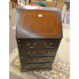 INLAID MAHOGANY BUREAU Condition Report: The dimensions for the item are: Height -