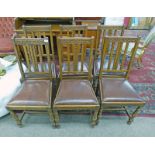 SET OF 6 EARLY 20TH CENTURY OAK DINING CHAIRS ON TURNED SUPPORTS