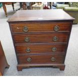 LATE 19TH CENTURY MAHOGANY 4 DRAWER CHEST ON BRACKET SUPPORTS,