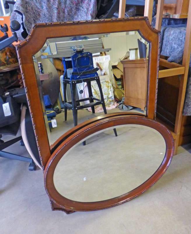 OVERMANTLE MIRROR WITH CARVED MAHOGANY FRAME, WIDTH 98CM X HEIGHT 72CM,