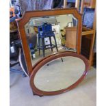 OVERMANTLE MIRROR WITH CARVED MAHOGANY FRAME, WIDTH 98CM X HEIGHT 72CM,