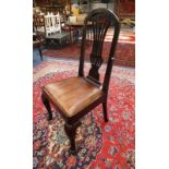 18TH/19TH CENTURY MAHOGANY DINING CHAIR ON QUEEN ANNE SUPPORTS 104 CM TALL