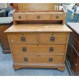EARLY 19TH CENTURY OAK CHEST WITH DRAWERS OVER BASE OF 2 SHORT OVER 2 LONG DRAWERS ON BRACKET