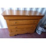 MAHOGANY CHEST WITH DRAWER OVER 3 DRAWERS ON BRACKET SUPPORTS,