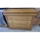 OAK CHEST WITH FRIEZE DRAWER OVER 3 DRAWERS ON BRACKET SUPPORTS,