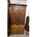 18TH CENTURY OAK CABINET WITH 2 PANEL DOORS OVER 2 SHORT AND 2 LONG DRAWERS 215 CM TALL