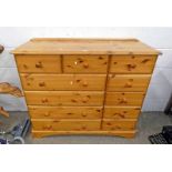 PINE MULTI DRAWER CHEST 101CM TALL X 117CM WIDE