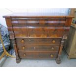 LATE 19TH CENTURY MAHOGANY OGEE CHEST WITH 4 FRIEZE DRAWERS,