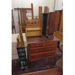 MAHOGANY CHEST OF 2 SHORT OVER 2 LONG DRAWERS, BAMBOO MAGAZINE RACK,