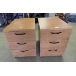 PAIR OF WOOD EFFECT 3 DRAWER FILING CHESTS