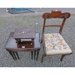 LATE 19TH/EARLY 20TH CENTURY MAHOGANY DINING CHAIR ON SABRE SUPPORTS,