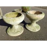 PAIR OF RECONSTITUTED STONE PLANT STANDS,