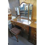 WALNUT DRESSING TABLE WITH 4 DRAWERS ON QUEEN ANNE SUPPORTS 152 CM TALL