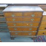 19TH CENTURY OAK CHEST OF 2 SHORT OVER 4 LONG GRADUATED DRAWERS AND BRACKET SUPPORTS 114 CM TALL X