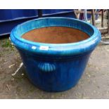 LARGE GLAZED POTTERY GARDEN PLANTER,