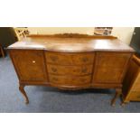 WALNUT SIDEBOARD OF 3 CENTRAL DRAWERS FLANKED BY PANEL DOOR EACH SIDE ON QUEEN-ANNE SUPPORTS