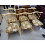 SET OF 6 ERCOL BEECH BLONDE STICK BACK DINING CHAIRS