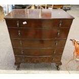MAHOGANY CHEST OF 5 DRAWERS ON QUEEN ANNE SUPPORTS