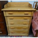 EARLY 20TH CENTURY ASH CHEST OF 5 DRAWERS WITH GALLERY TOP,