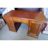 MAHOGANY KNEEHOLE DESK WITH FRIEZE DRAWER AND 2 PANEL DOORS,