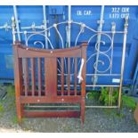 PAIR OF MAHOGANY BEDENDS & METAL BED END