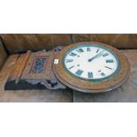 LATE 19TH CENTURY INLAID MAHOGANY WALL CLOCK WITH ENAMEL DIAL