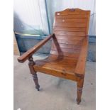 HARDWOOD PLANTER'S CHAIR ON TURNED SUPPORTS