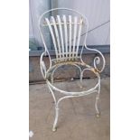 PAINTED CAST METAL GARDEN ARMCHAIR