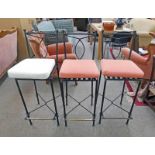 THREE METAL BREAKFAST / BAR STOOLS 105 CM TALL