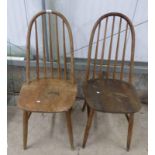PAIR OF ERCOL BEECH STICK BACK CHAIRS