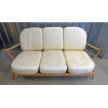 ERCOL BEECH 3-SEAT SETTEE