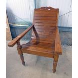 HARDWOOD PLANTER'S CHAIR ON TURNED SUPPORTS