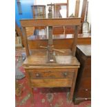 18TH/19TH CENTURY ELM AND PINE BOOK PRESS WITH 2 DRAWERS ON SQUARE SUPPORTS .