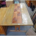DANISH LATE 20TH CENTURY TILE TOPPED OAK DINING TABLE MARKED AM 161 CM LONG