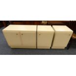 PAIR OF PAINTED BEDSIDE CABINETS AND PAINTED CABINET