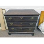 EARLY 19TH CENTURY OAK CHEST OF 3 LONG GRADUATED DRAWERS ON BRACKET SUPPORTS 86CM TALL