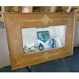 HARDWOOD RECTANGULAR MIRROR WITH DECORATIVE INLAY,