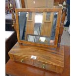 LATE 19TH CENTURY INLAID MAHOGANY DRESSING TABLE MIRROR WITH 2 DRAWERS
