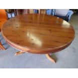 PINE CIRCULAR BREAKFAST TABLE ON CENTRAL PEDESTAL DIAMETER 120CM