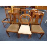 SET OF 4 OAK DINING CHAIRS & 3 OTHERS