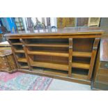 19TH CENTURY MAHOGANY OPEN BOOKCASE ON PLINTH BASE 122CM TALL X 214 CM LONG X 48 CM DEEP