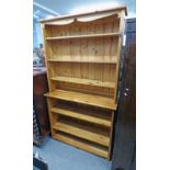 PINE OPEN BOOKCASE 198 CM TALL X 111CM WIDE