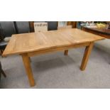 OAK EXTENDING DINING TABLE WITH EXTRA LEAF ON SQUARE SUPPORTS LENGTH 166CM