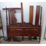 CARVED MAHOGANY 4 POSTER BEDFRAME,