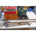 BOSCH PSR 18 DRILL, WOODEN TOOL BOX, 4 RECORD CLAMPS,