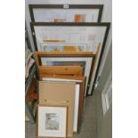 2 PINE FRAMED MIRRORS & LARGE SELECTION FRAMED PRINTS, PHOTOGRAPHS,